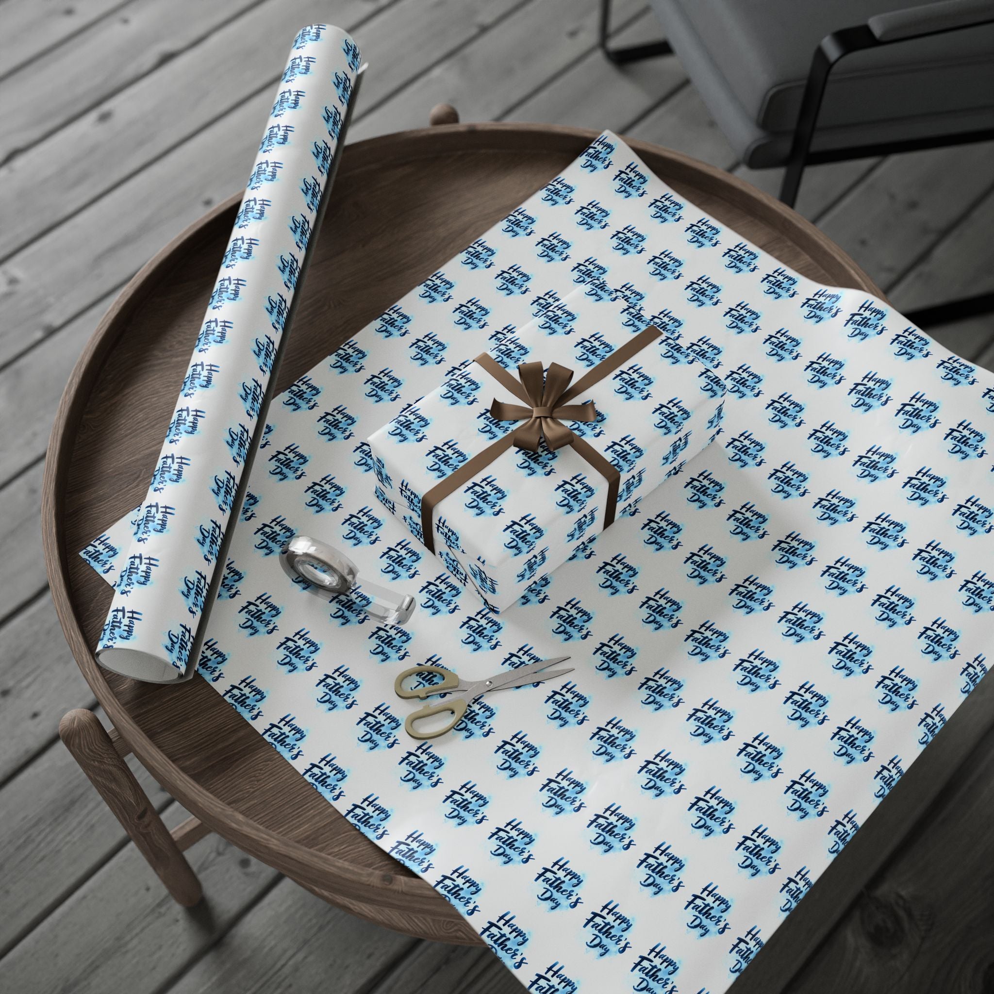 Father's Day Watercolor Script Wrapping Paper - Holiday Gift Wrapping Paper Roll