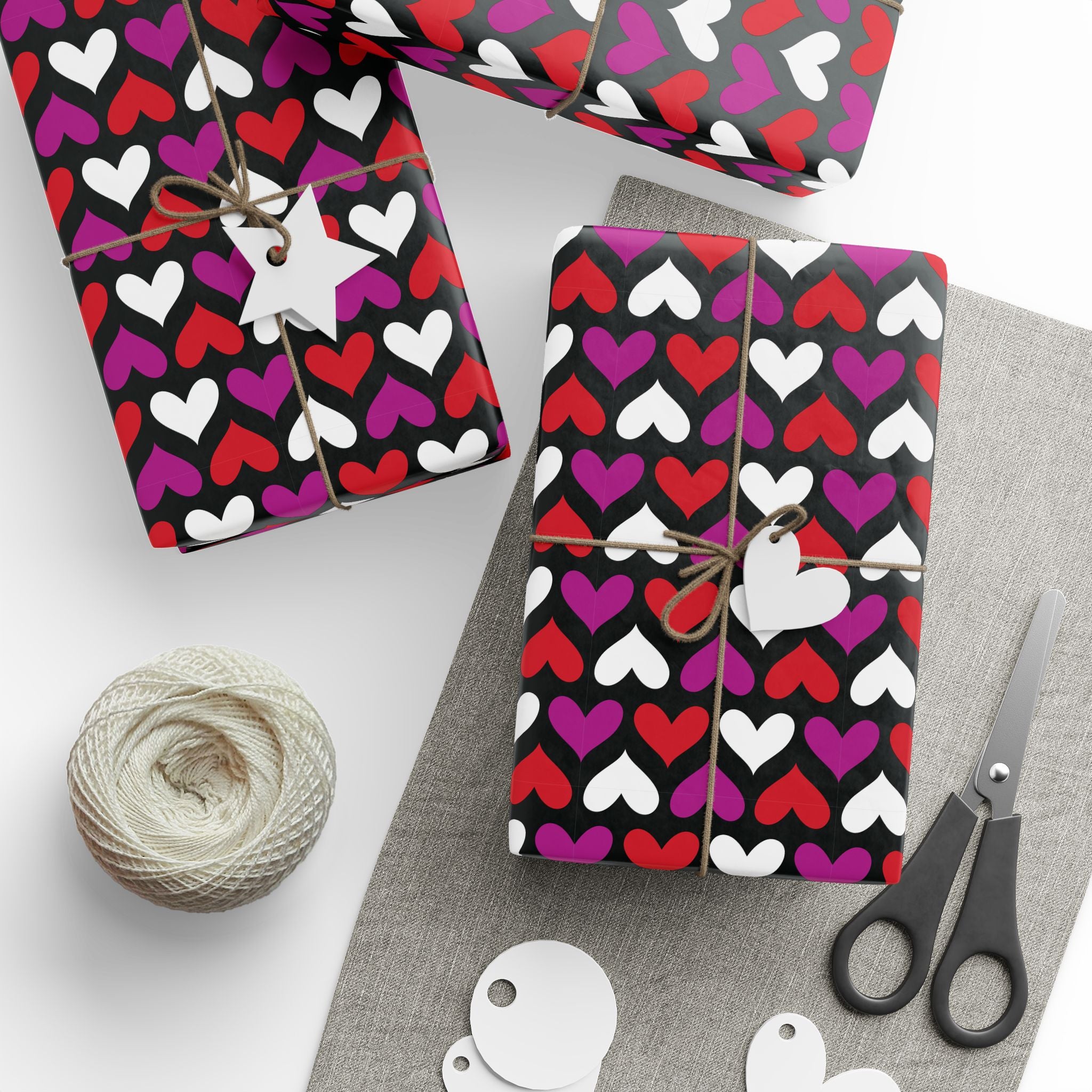 Valentine’s Day Black TriColor Crush Wrapping Paper | Holiday Gift Wrapping Paper Roll