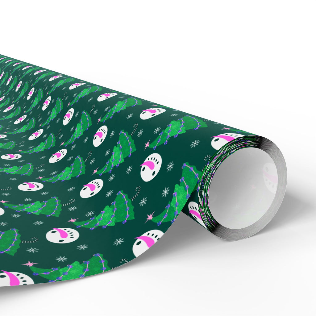 Christmas Carrot Nosed Snowman Wrapping Paper | Holiday Gift Wrapping Paper Roll