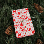 Christmas Red Snowflakes Wrapping Paper | Holiday Gift Wrapping Paper Roll