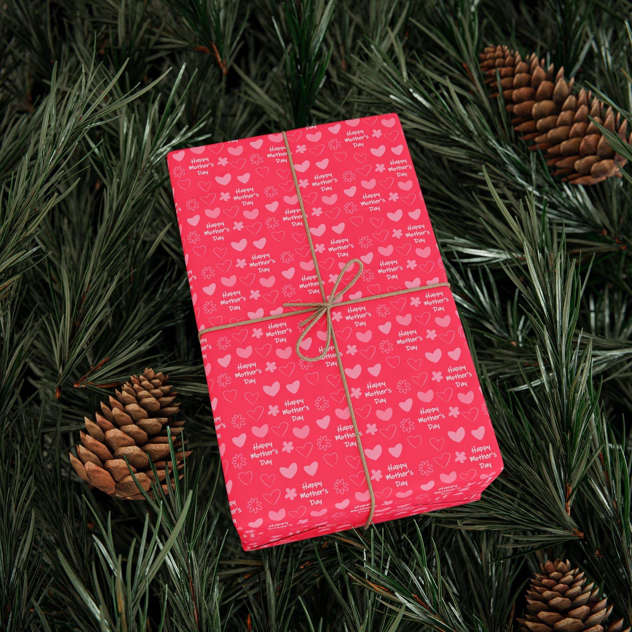 Mother's Day Pink Hearts Wrapping Paper - Holiday Gift Wrapping Paper Roll