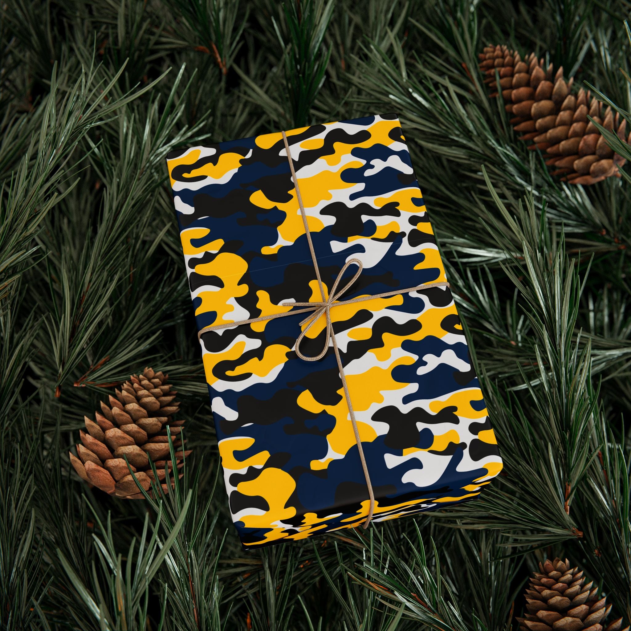 Michigan Wolverines Inspired Camoflauge Wrapping Paper - Holiday Gift Wrapping Paper Roll