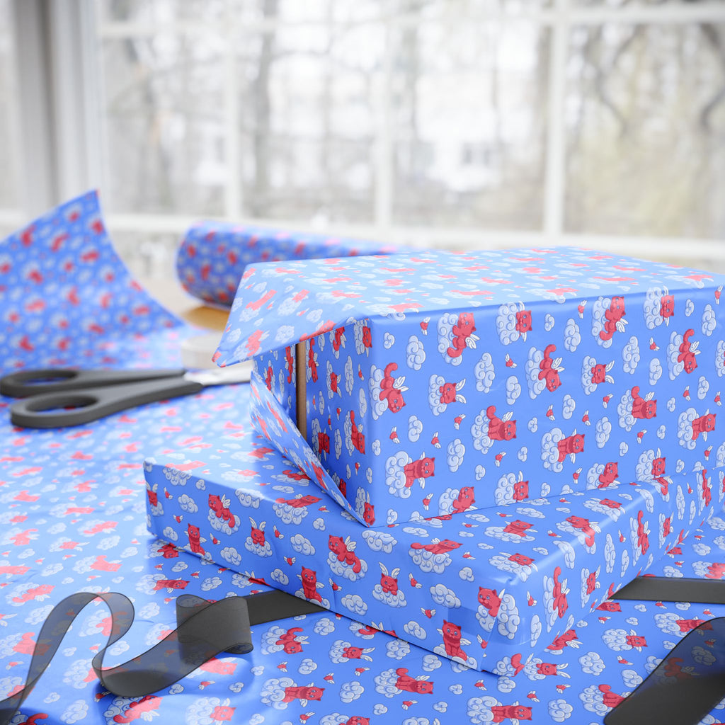 NSFW Heavenly Pussy on Blue Wrapping Paper - Holiday Gift Wrapping Paper Roll