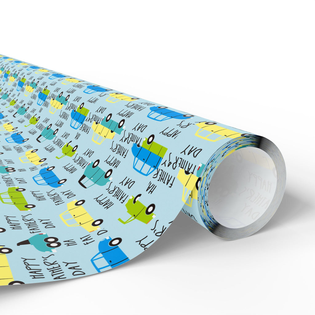 Father's Day Car Collage Wrapping Paper - Holiday Gift Wrapping Paper Roll