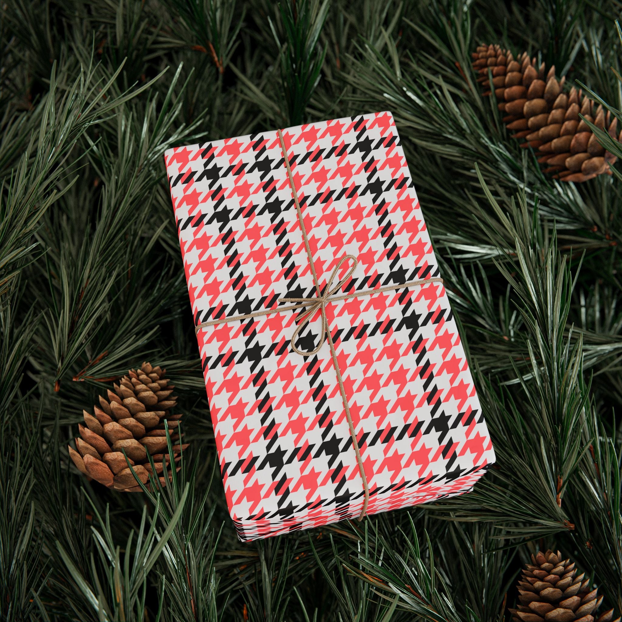 Houndstooth Wrapping Paper Design Peach 019 - Holiday Gift Wrapping Paper Roll