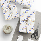 Hanukkah Gold Greetings Wrapping Paper | Holiday Gift Wrapping Paper Roll