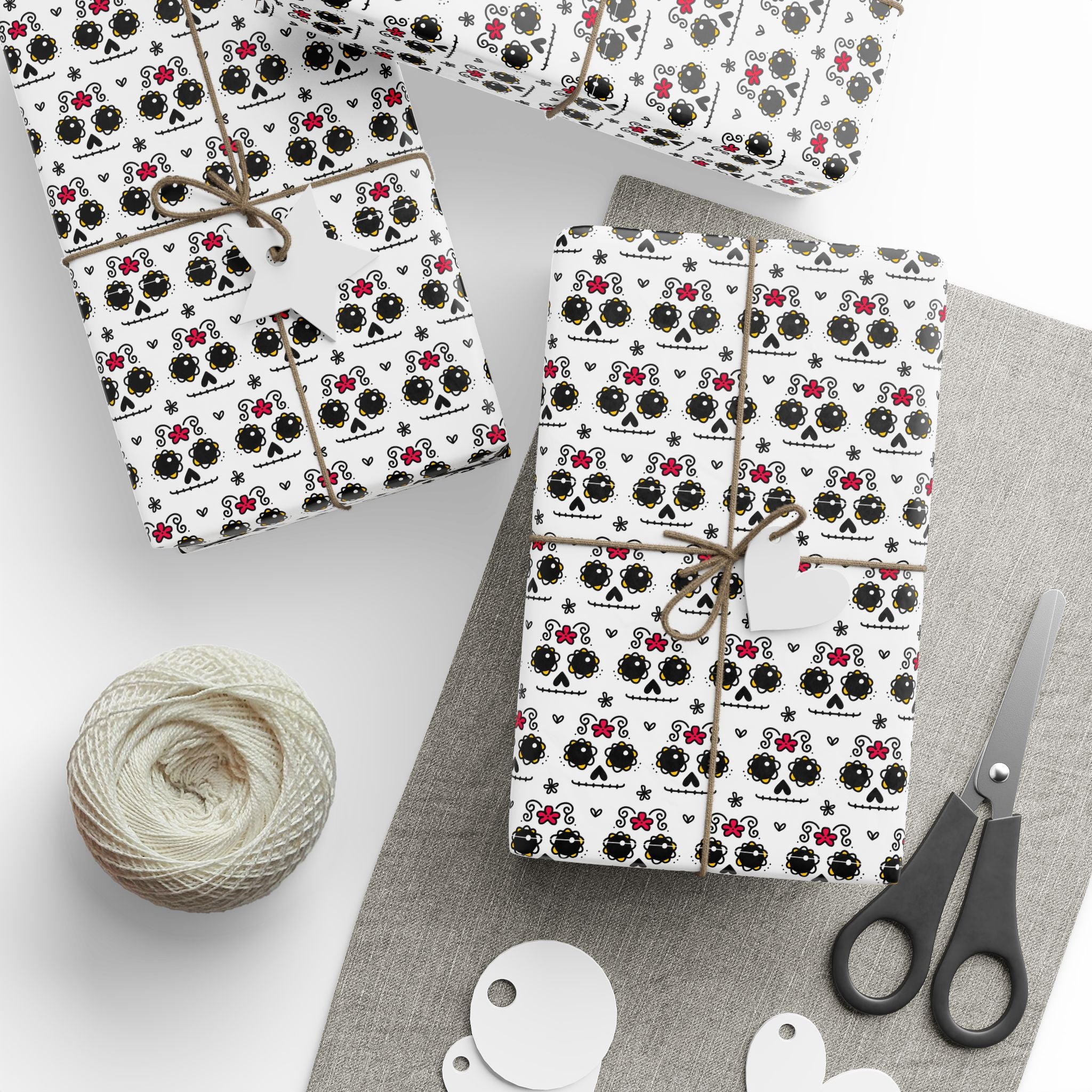 Day of the Dead Cartoon Calavera Wrapping Paper | Holiday Gift Wrapping Paper Roll