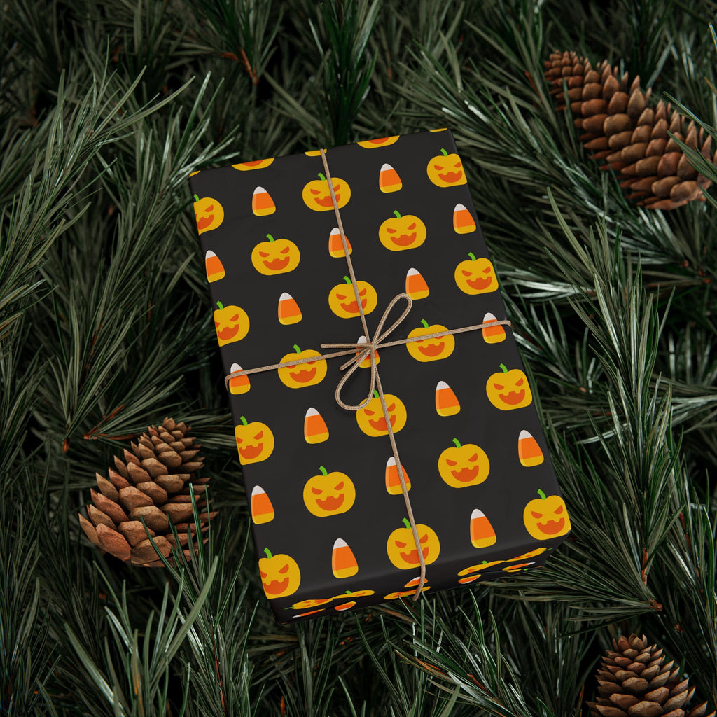 Halloween Candy Corn Pumpkins Wrapping Paper | Holiday Gift Wrapping Paper Roll