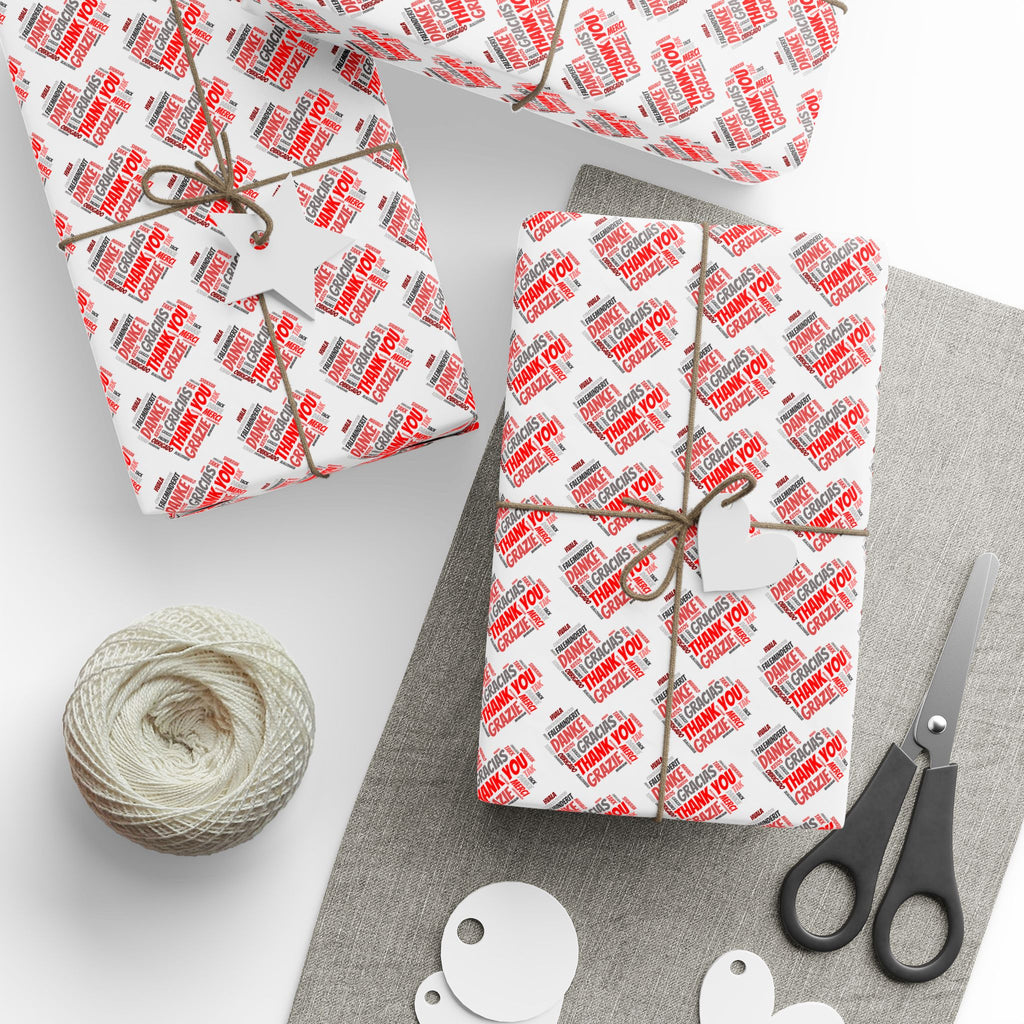 Thank You Grazie Heart Wrapping Paper Design | Holiday Gift Wrapping Paper Roll