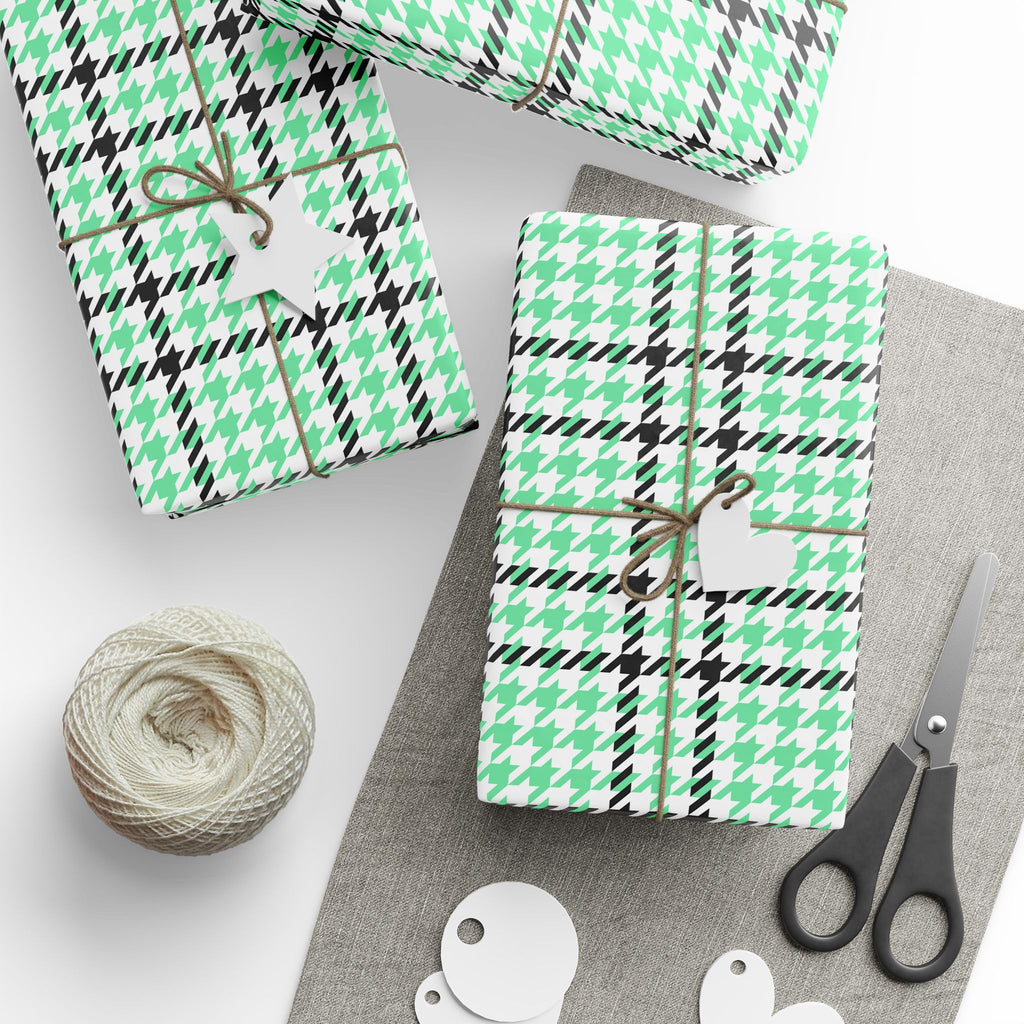 Houndstooth Wrapping Paper Design Seafoam 003 - Holiday Gift Wrapping Paper Roll