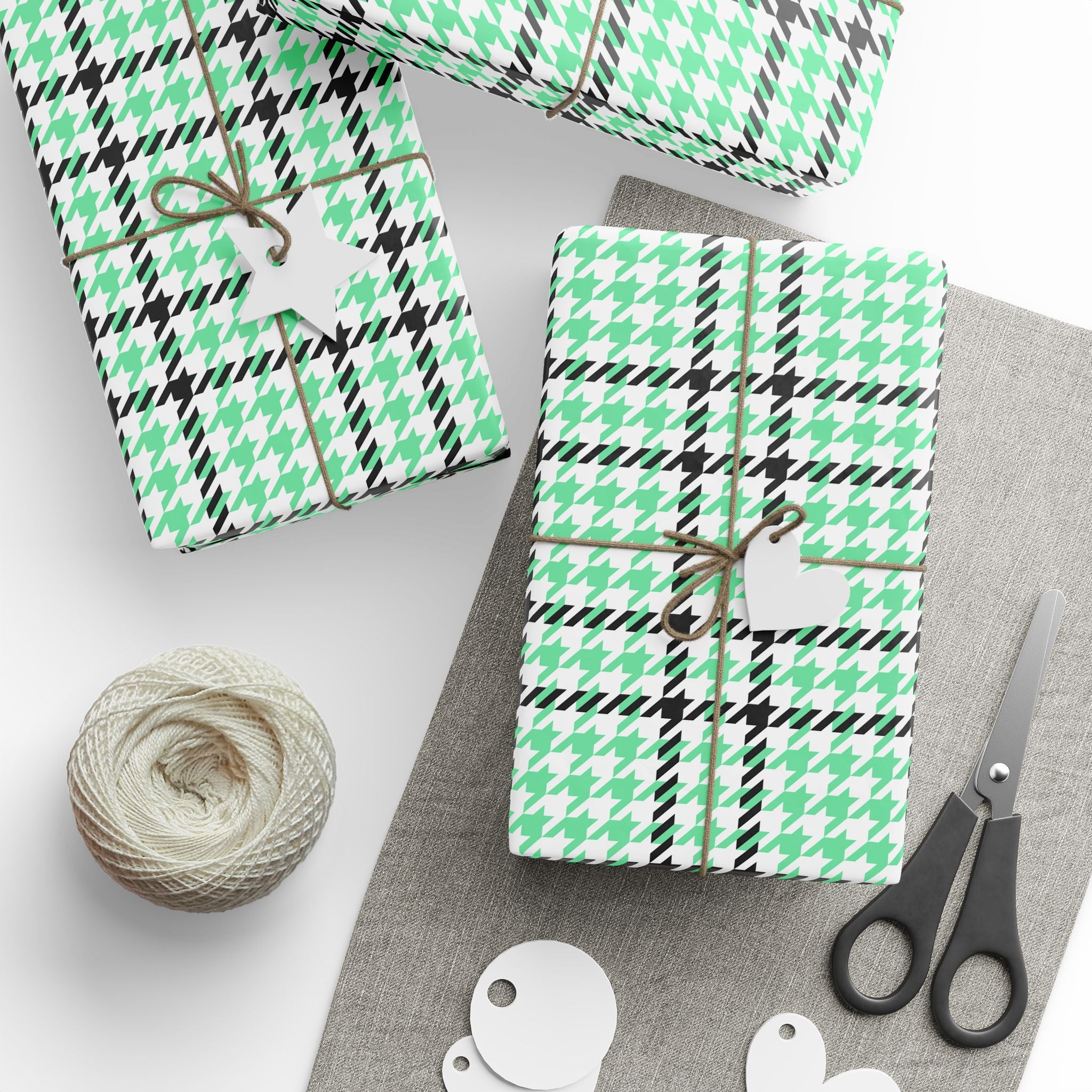 Houndstooth Wrapping Paper Design Seafoam 003 - Holiday Gift Wrapping Paper Roll