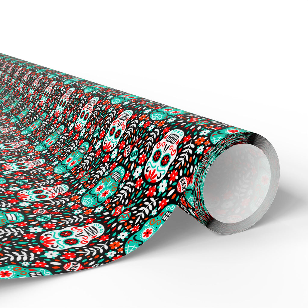 Day of the Dead Shaker Skulls Wrapping Paper | Holiday Gift Wrapping Paper Roll
