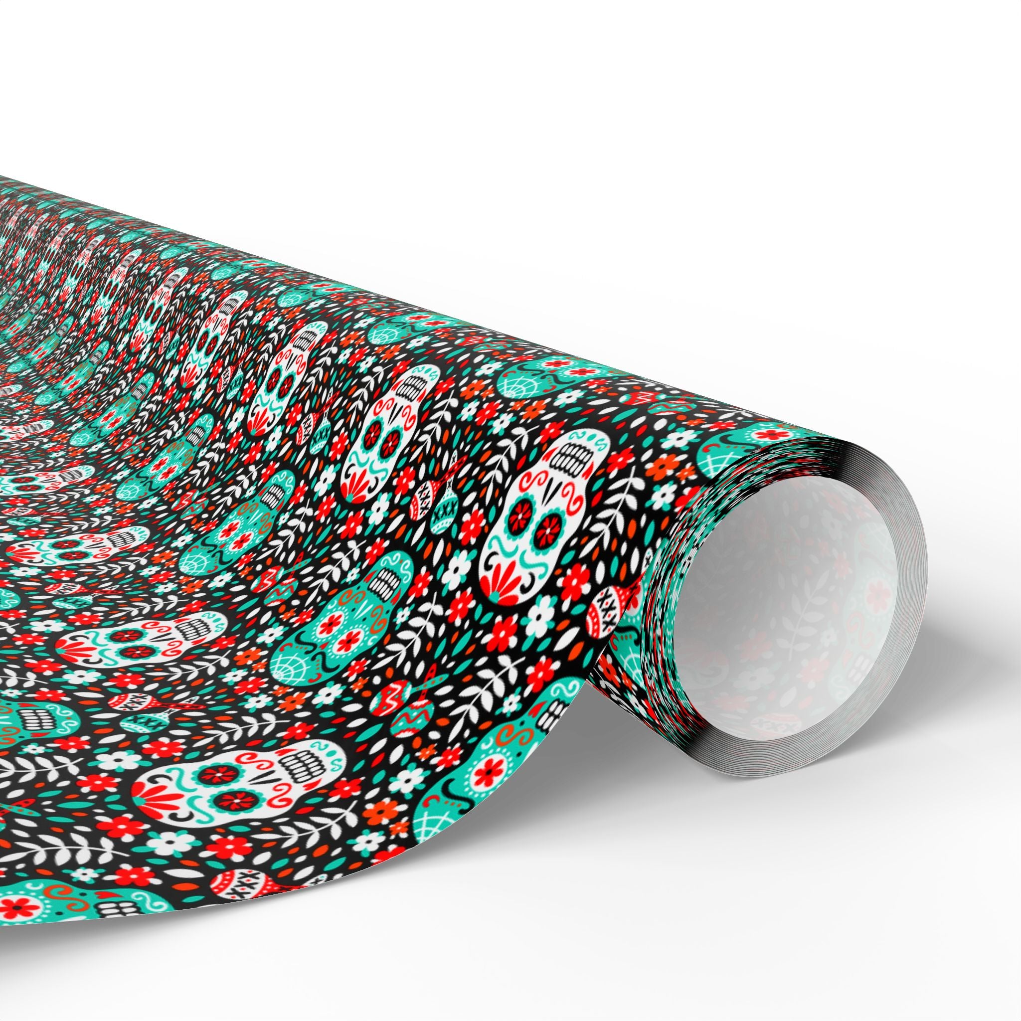 Day of the Dead Shaker Skulls Wrapping Paper | Holiday Gift Wrapping Paper Roll