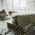 Mardis Gras Fleur De Lis on Black Wrapping Paper | Holiday Gift Wrapping Paper Roll
