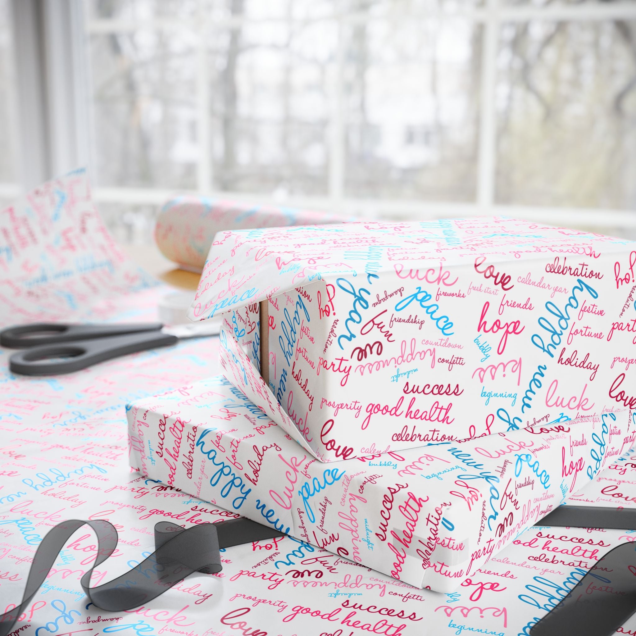 New Year's Wishes Wrapping Paper - Holiday Gift Wrapping Paper Roll