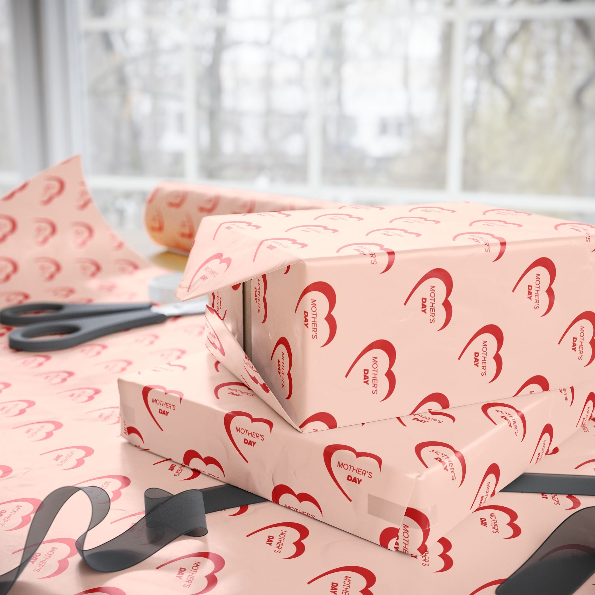 Mother's Day Hearts Wrapping Paper - Holiday Gift Wrapping Paper Roll