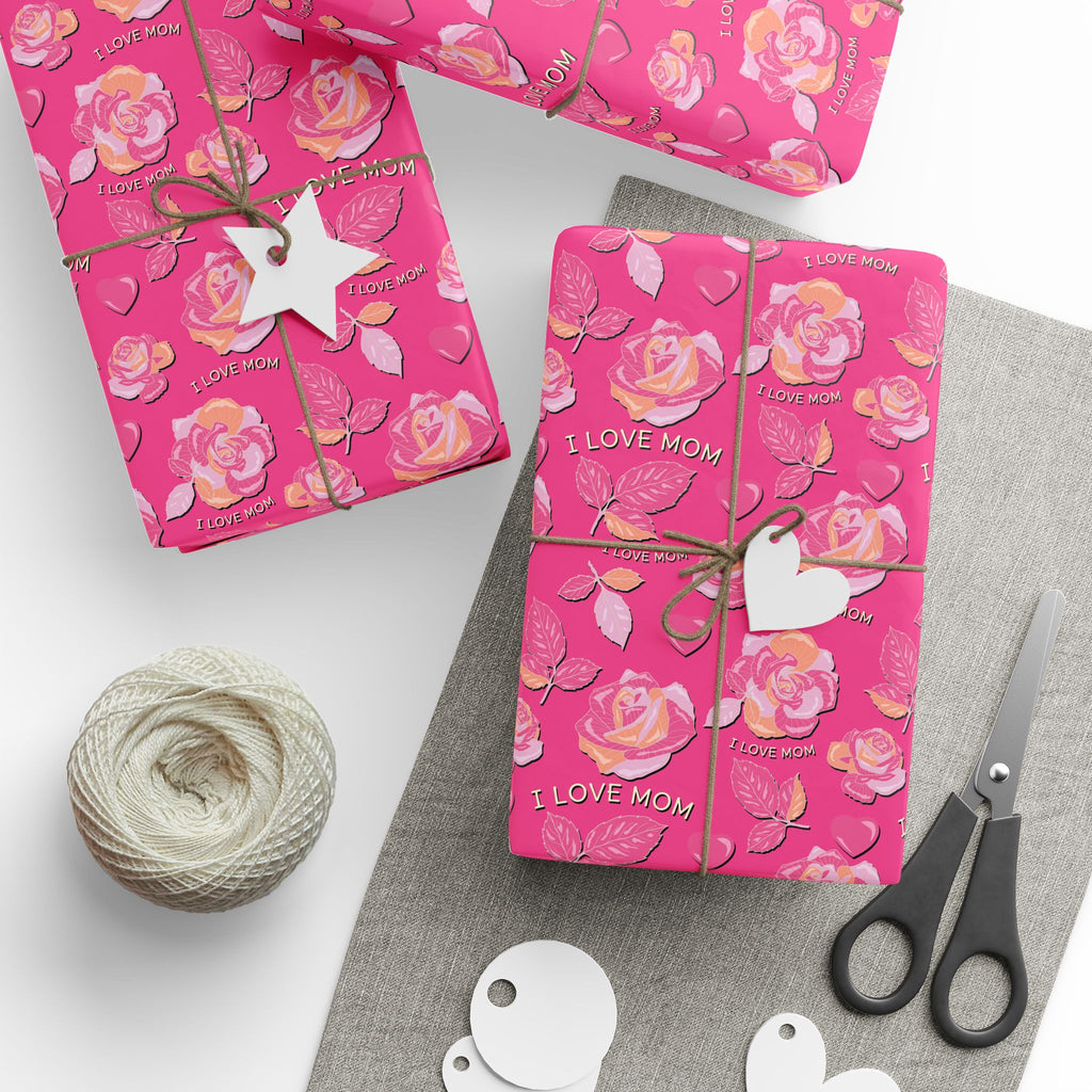 Mother's Day Floral Silhouette Wrapping Paper - Holiday Gift Wrapping Paper Roll