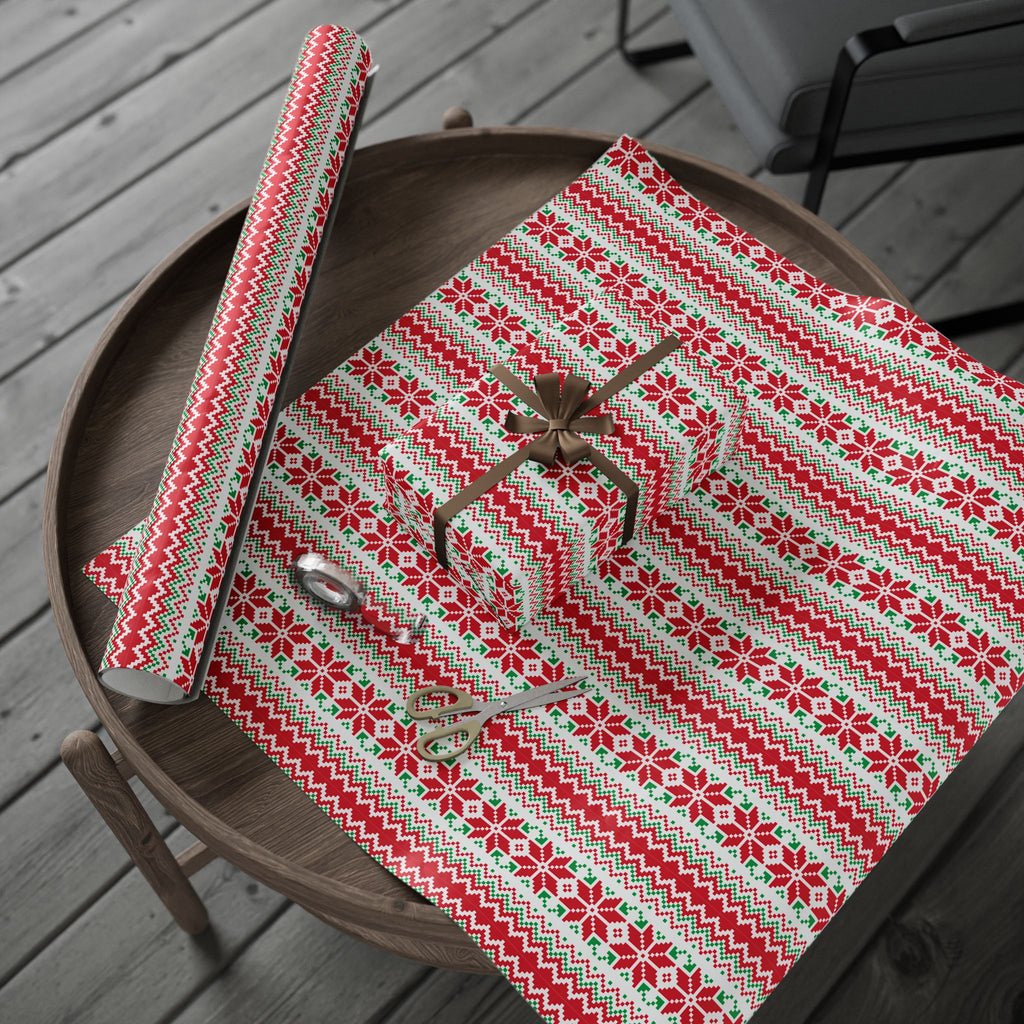 Christmas Ugly Red Snowflakes Wrapping Paper | Holiday Gift Wrapping Paper Roll