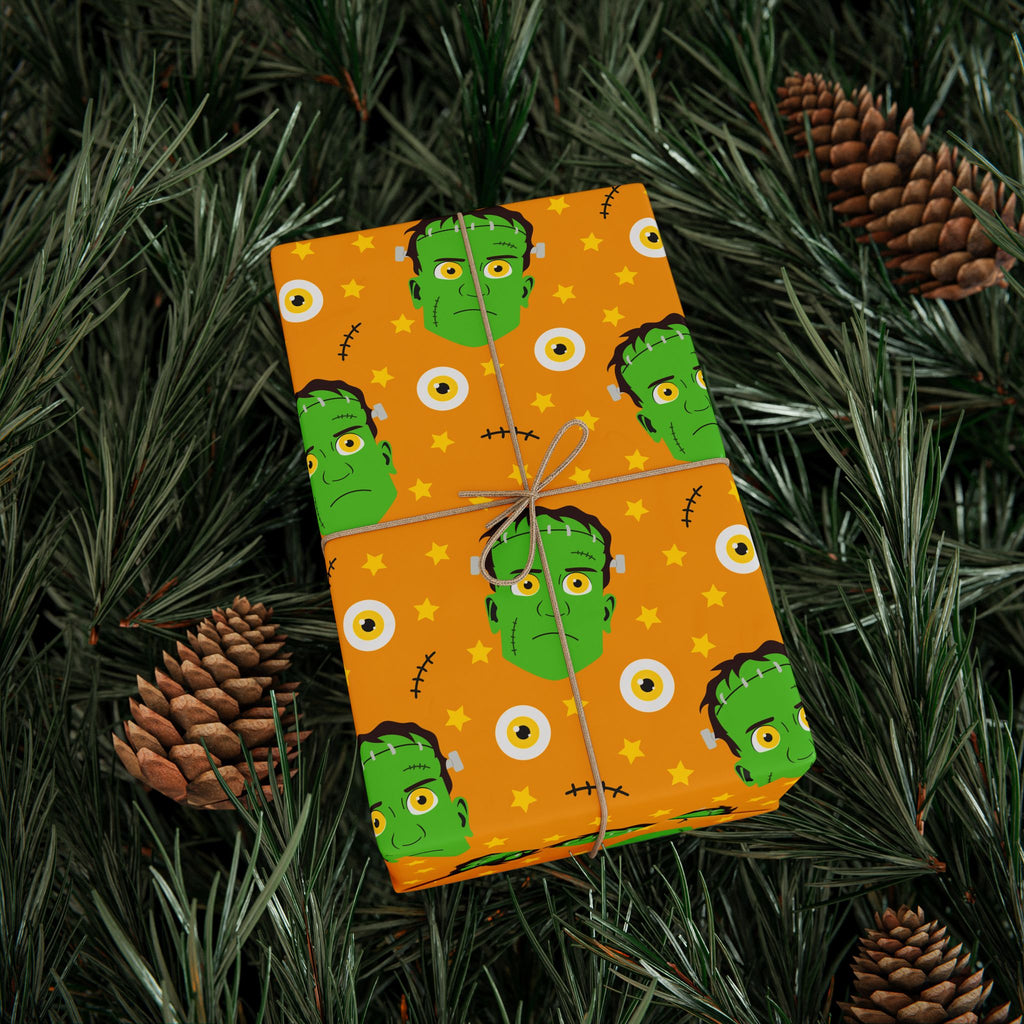 Halloween Frankenstein Stitches Wrapping Paper | Holiday Gift Wrapping Paper Roll