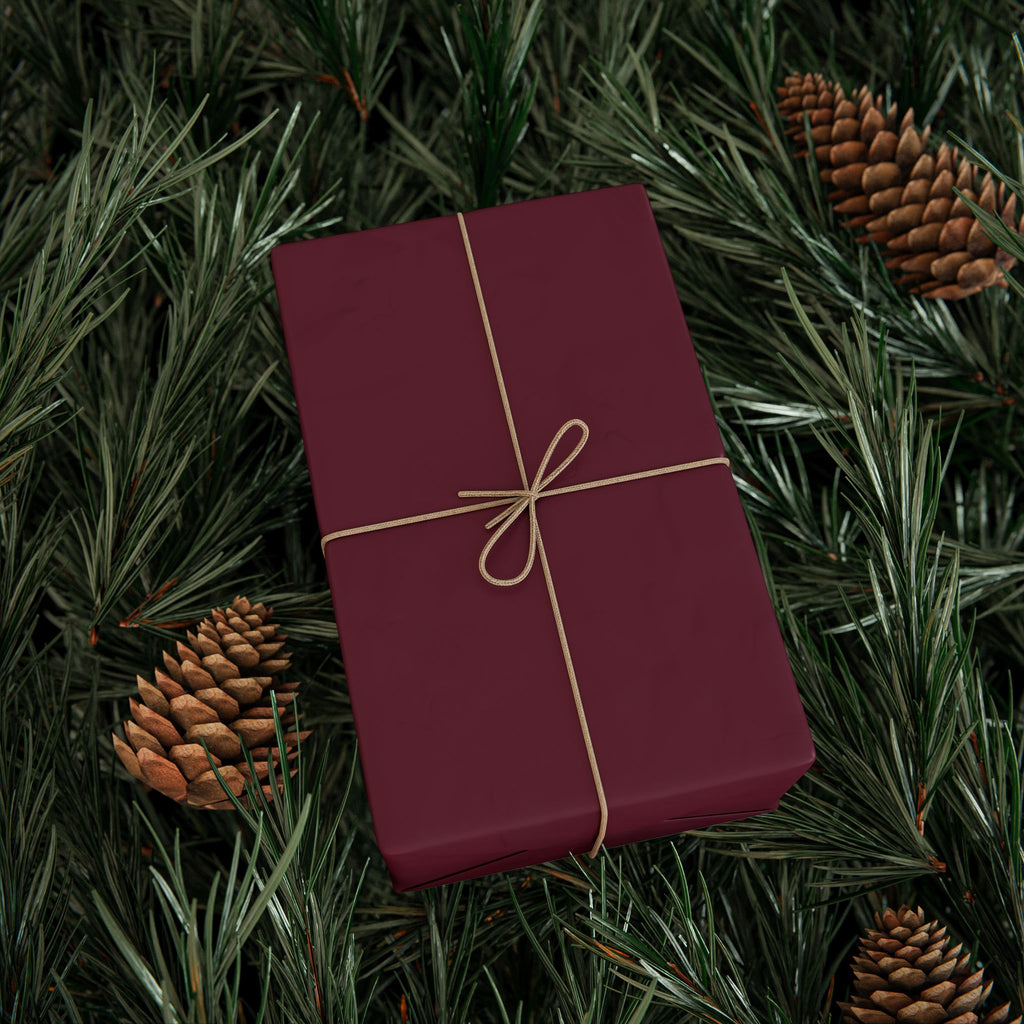 Solid Burgundy Wrapping Paper - Holiday Gift Wrapping Paper Roll
