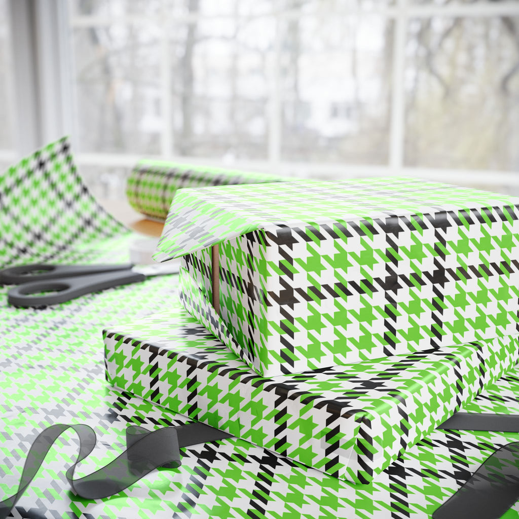 Houndstooth Wrapping Paper Design Lime 015 - Holiday Gift Wrapping Paper Roll