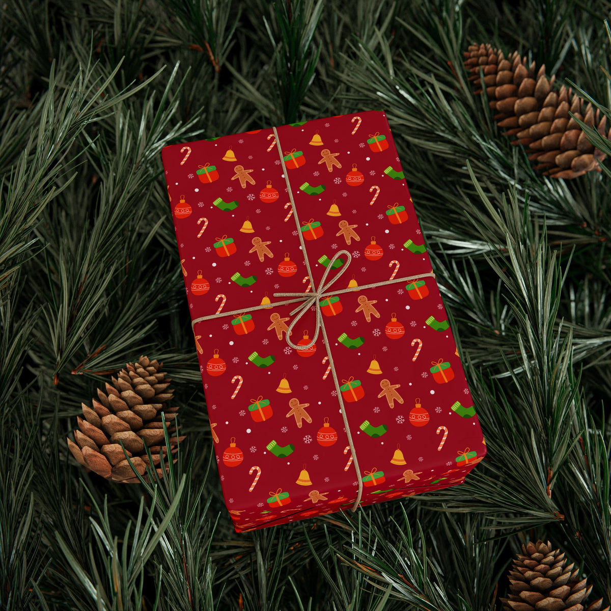 Christmas Gingerbread Ornaments Wrapping Paper | Holiday Gift Wrapping Paper Roll