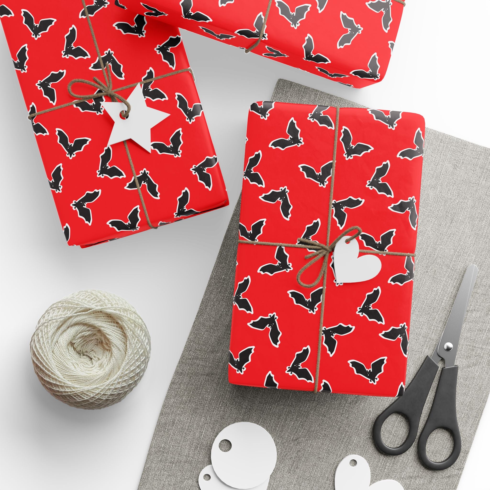 Halloween Outlined Vampire Bats Wrapping Paper | Holiday Gift Wrapping Paper Roll