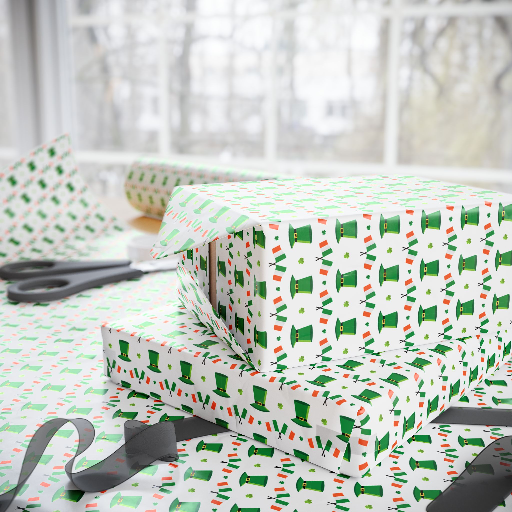 St Patrick's Day Irish Hats Wrapping Paper | Holiday Gift Wrapping Paper Roll