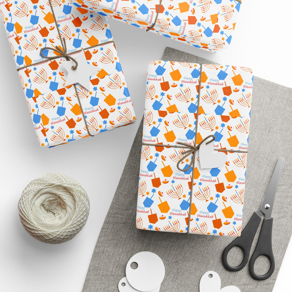 Hanukkah Happy Symbols Wrapping Paper | Holiday Gift Wrapping Paper Roll