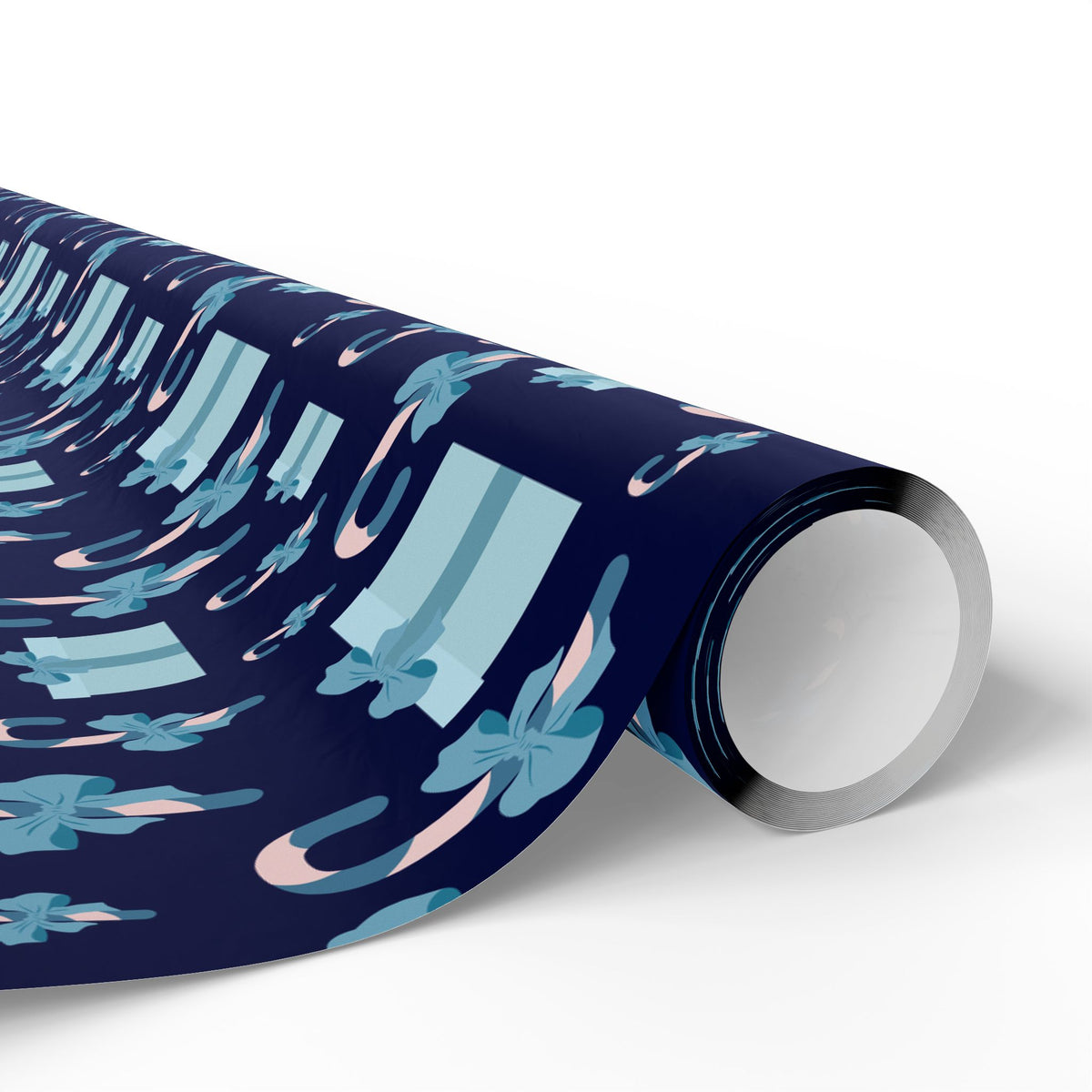 Christmas Blue Candy Canes Wrapping Paper | Holiday Gift Wrapping Paper