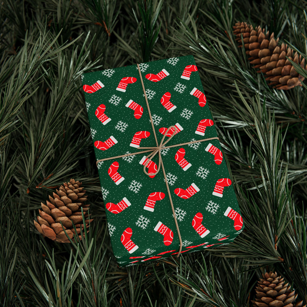 Christmas Snowflakes & Stockings Wrapping Paper | Holiday Gift Wrapping Paper Roll