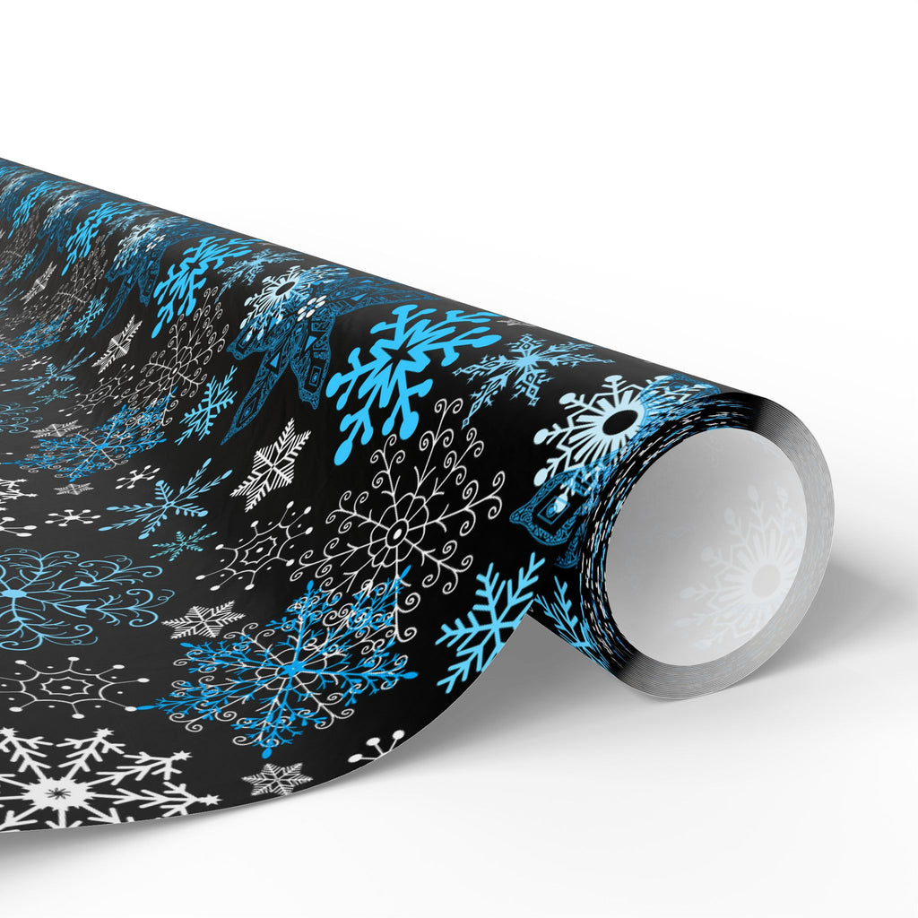 Christmas Dark Snowfall Wrapping Paper | Holiday Gift Wrapping Paper Roll