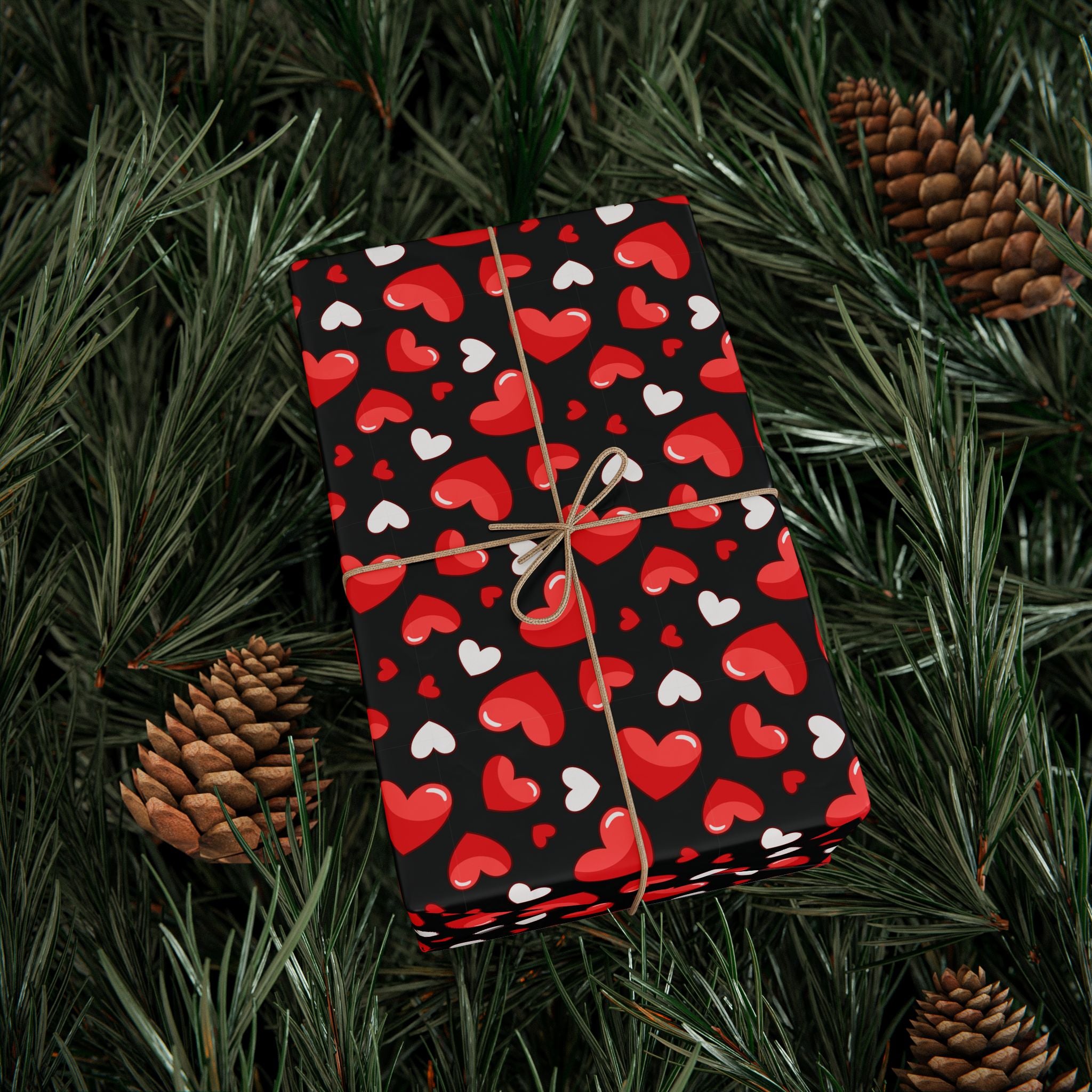 Valentine's Day Glamour Hearts Wrapping Paper | Holiday Gift Wrapping Paper Roll