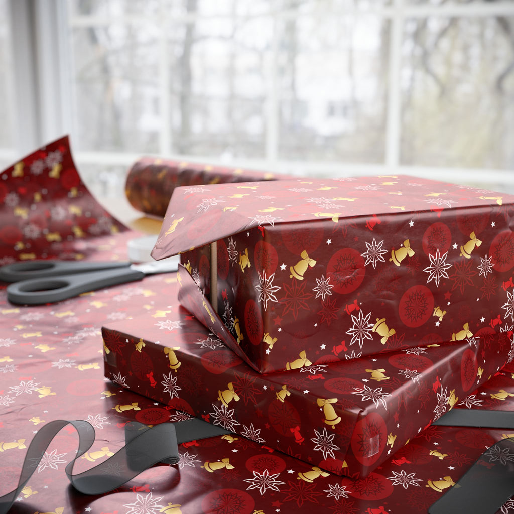 Christmas Golden Bells Wrapping Paper | Holiday Gift Wrapping Paper Roll