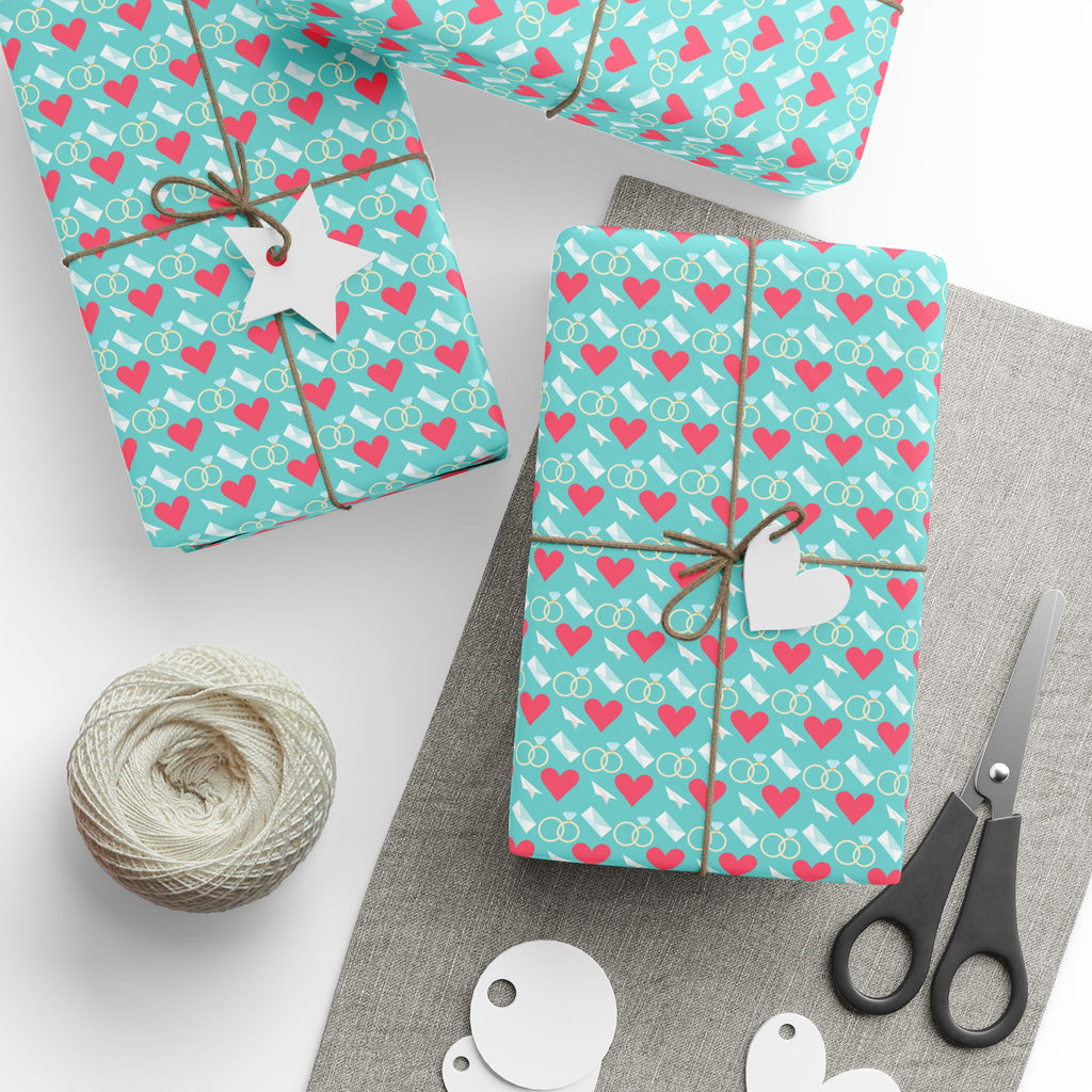 Ring of Hearts Wedding Wrapping Paper Design - Holiday Gift Wrapping Paper Roll