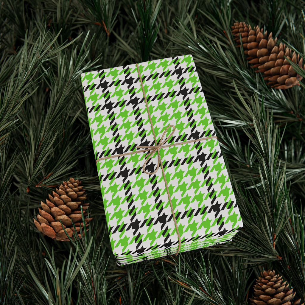 Houndstooth Wrapping Paper Design Lime 015 - Holiday Gift Wrapping Paper Roll