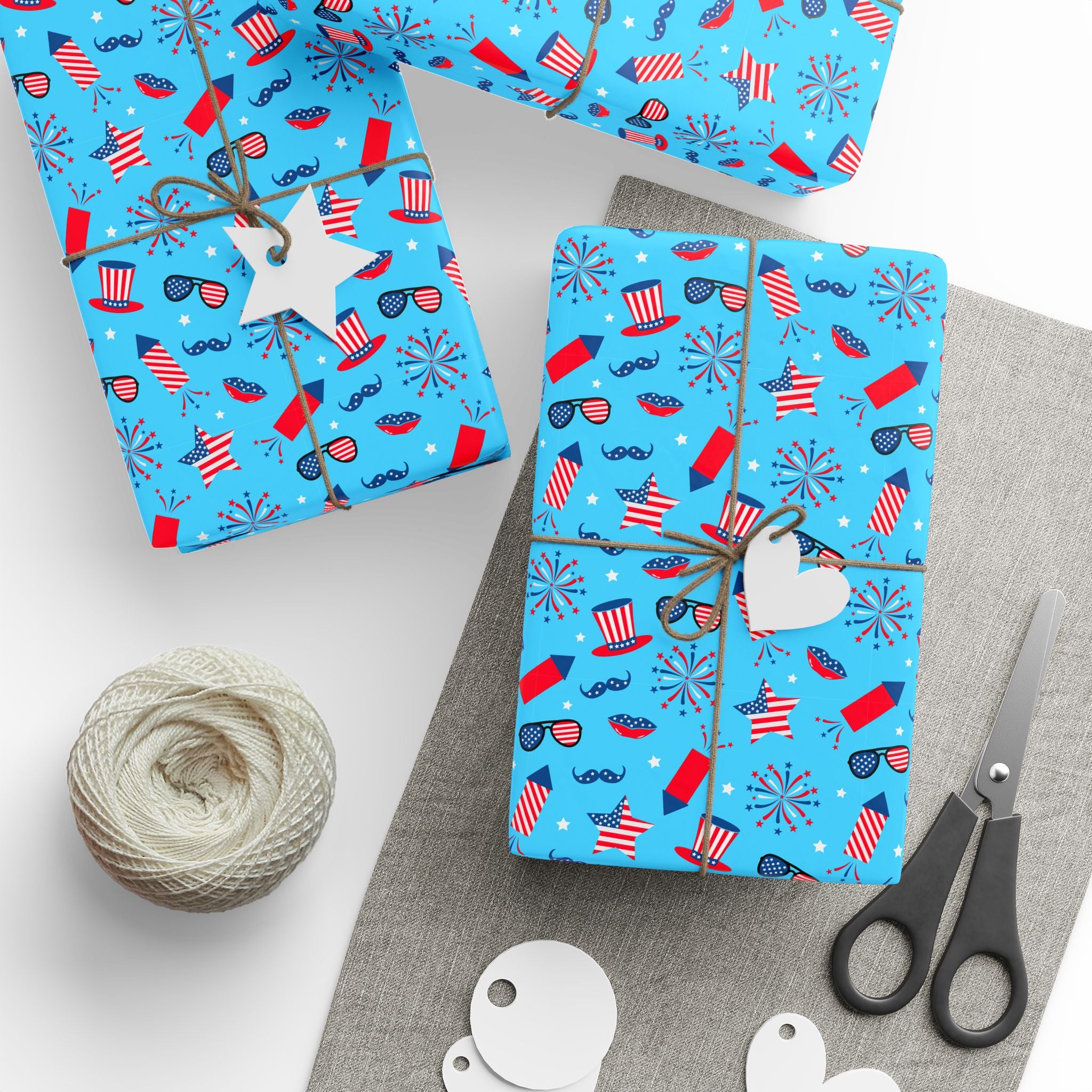 4th of July Stars & Stripes Sunglasses Wrapping Paper | Holiday Gift Wrapping Paper Roll