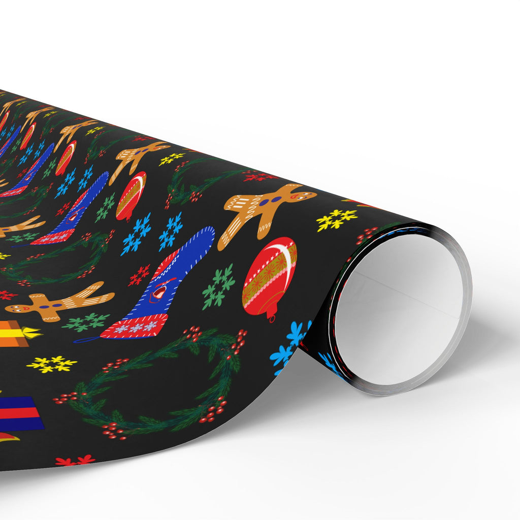 Christmas Blue Stockings Wrapping Paper | Holiday Gift Wrapping Paper