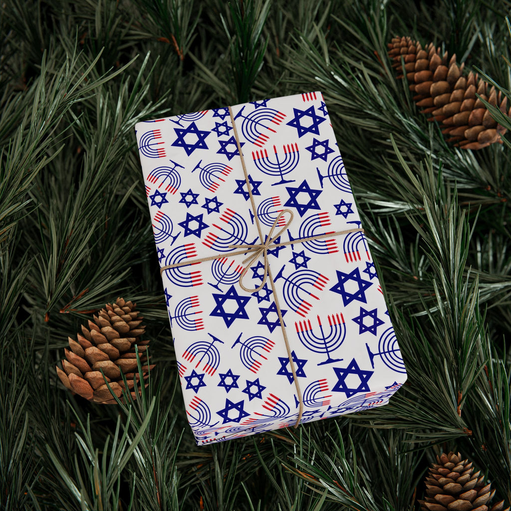 Hanukkah Red Collage Wrapping Paper | Holiday Gift Wrapping Paper Roll