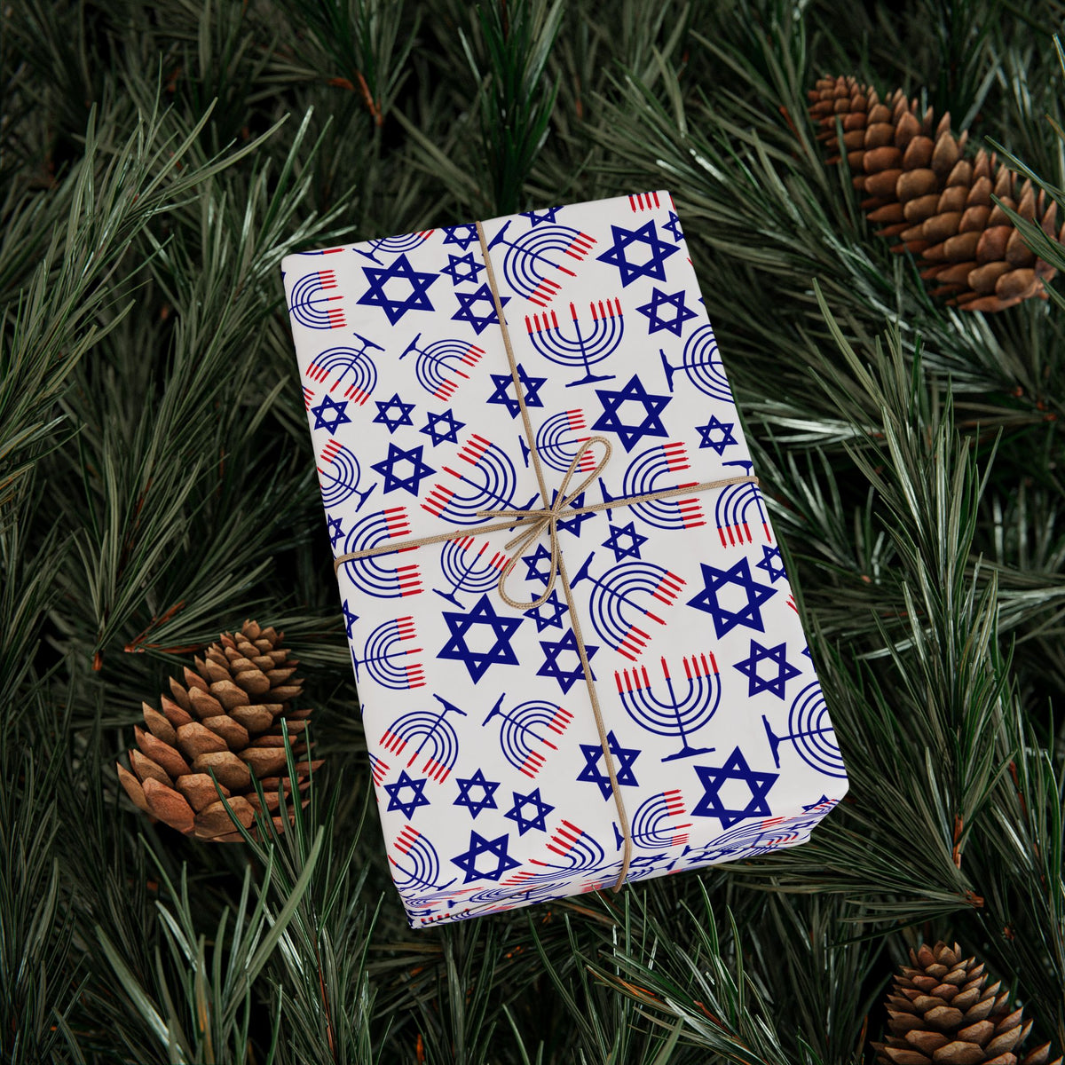 Hanukkah Red Collage Wrapping Paper | Holiday Gift Wrapping Paper Roll