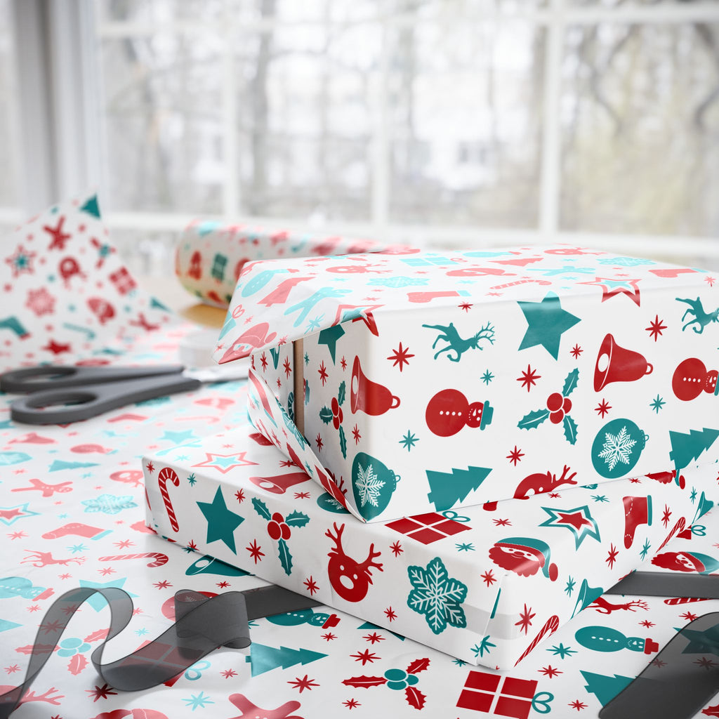Christmas Cute Elements Wrapping Paper | Holiday Gift Wrapping Paper Roll