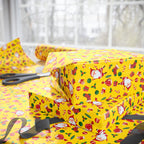 Christmas Santa's Stockings Yellow Wrapping Paper | Holiday Gift Wrapping Paper Roll