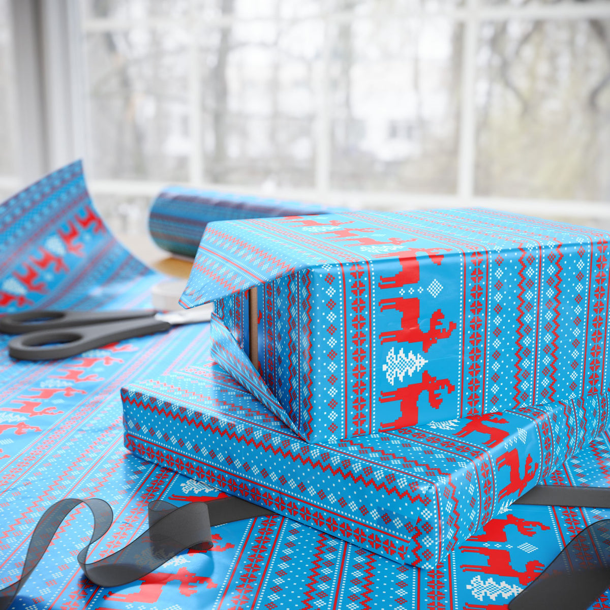 Christmas Ugly Reindeer Wrapping Paper | Holiday Gift Wrapping Paper Roll