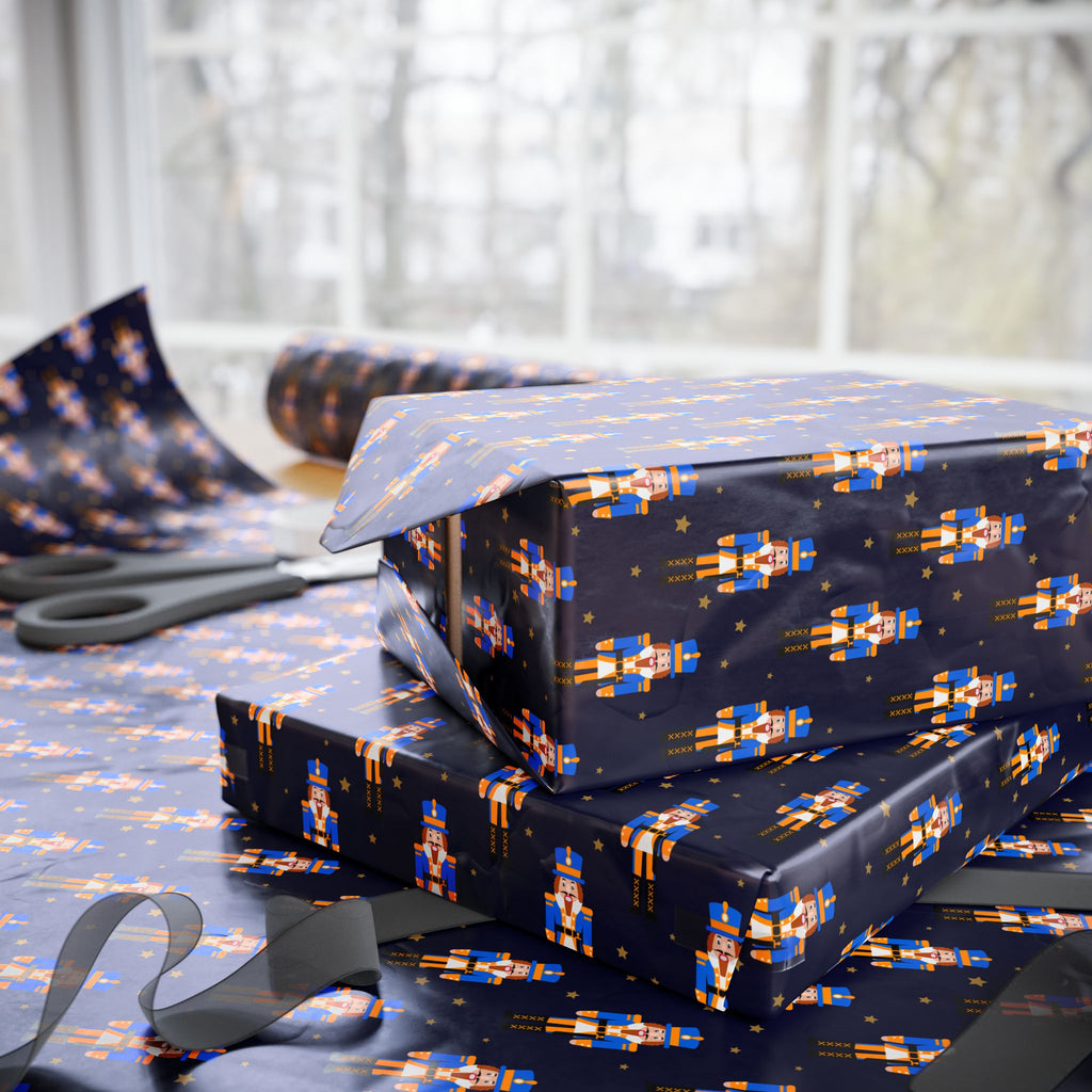 Christmas Blue Nutcracker Wrapping Paper | Holiday Gift Wrapping Paper