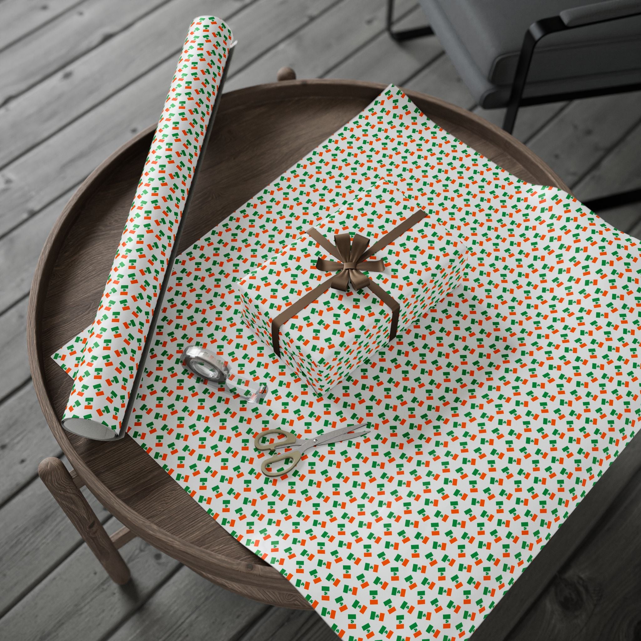 St Patrick's Day Irish Flags Wrapping Paper | Holiday Gift Wrapping Paper Roll