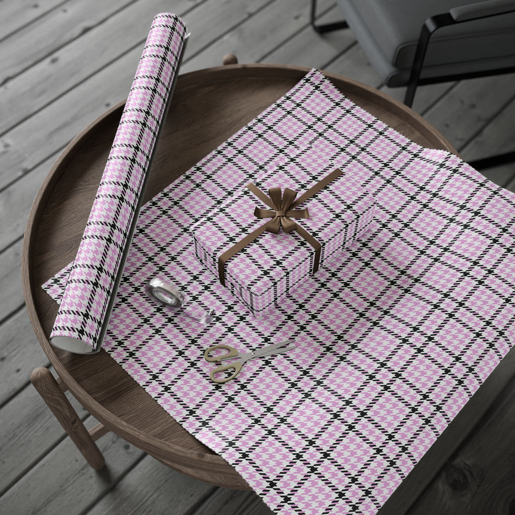 Houndstooth Wrapping Paper Design Pink 005 - Holiday Gift Wrapping Paper Roll
