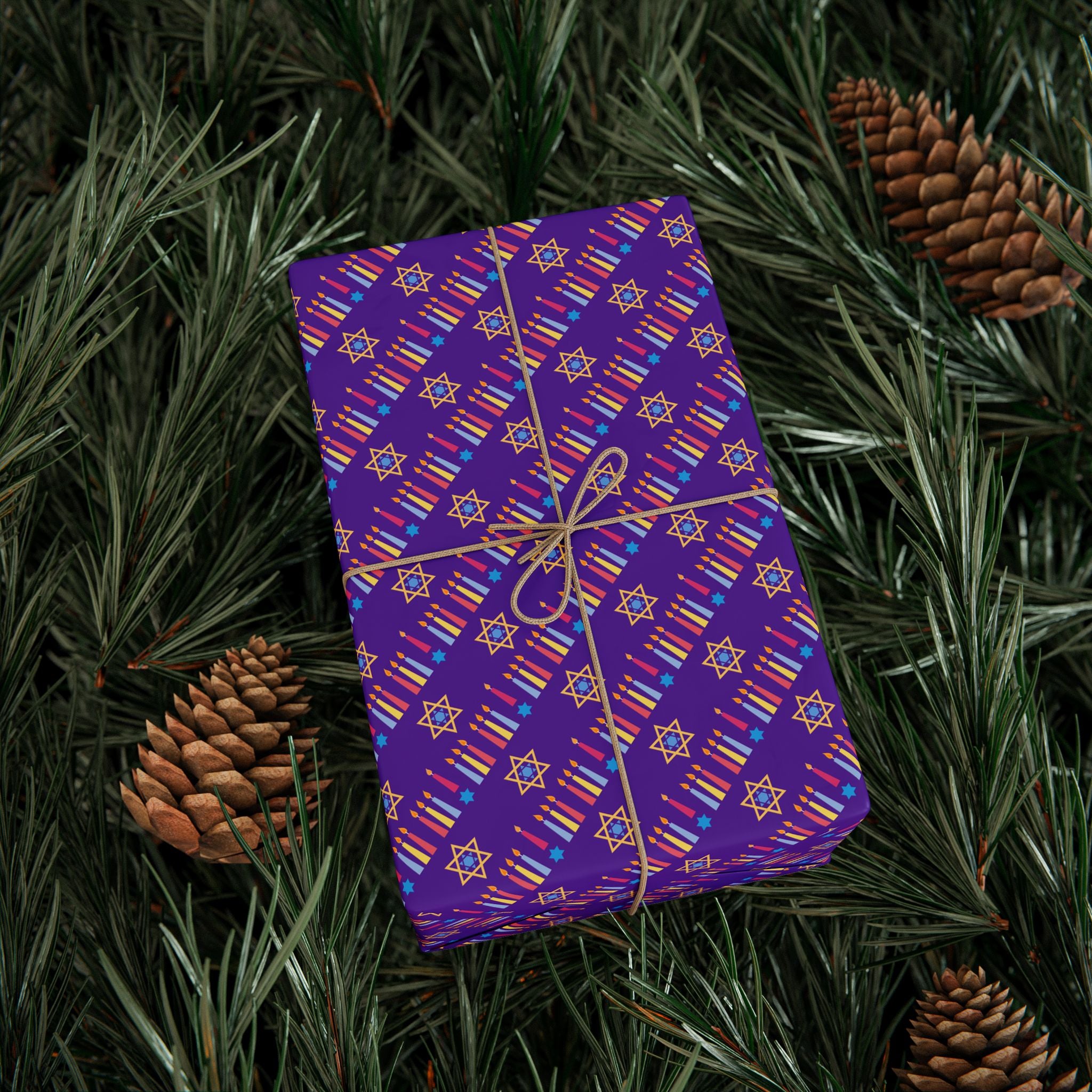 Hanukkah Candle Celebration Wrapping Paper | Holiday Gift Wrapping Paper Roll