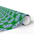 Day of the Dead Sugar Skulls on Green Wrapping Paper | Holiday Gift Wrapping Paper Roll