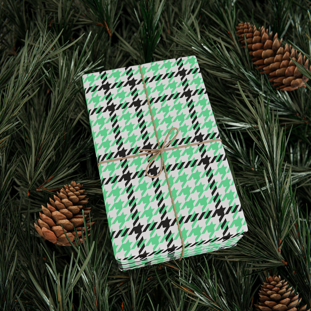Houndstooth Wrapping Paper Design Seafoam 003 - Holiday Gift Wrapping Paper Roll