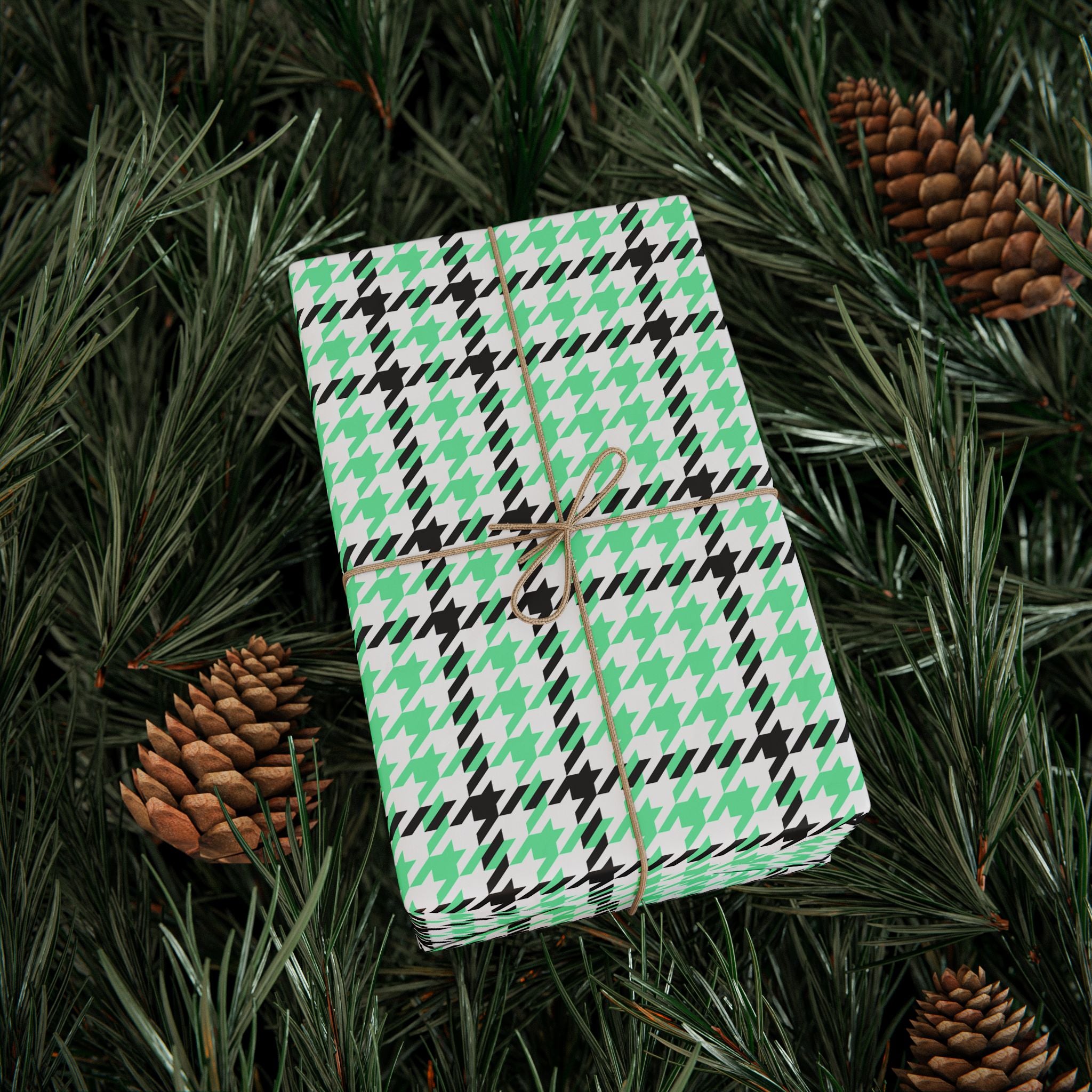 Houndstooth Wrapping Paper Design Seafoam 003 - Holiday Gift Wrapping Paper Roll